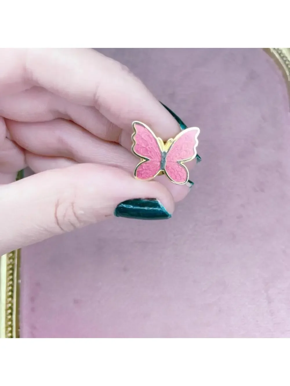 Pink Butterfly Goldtone Lapel Pin
